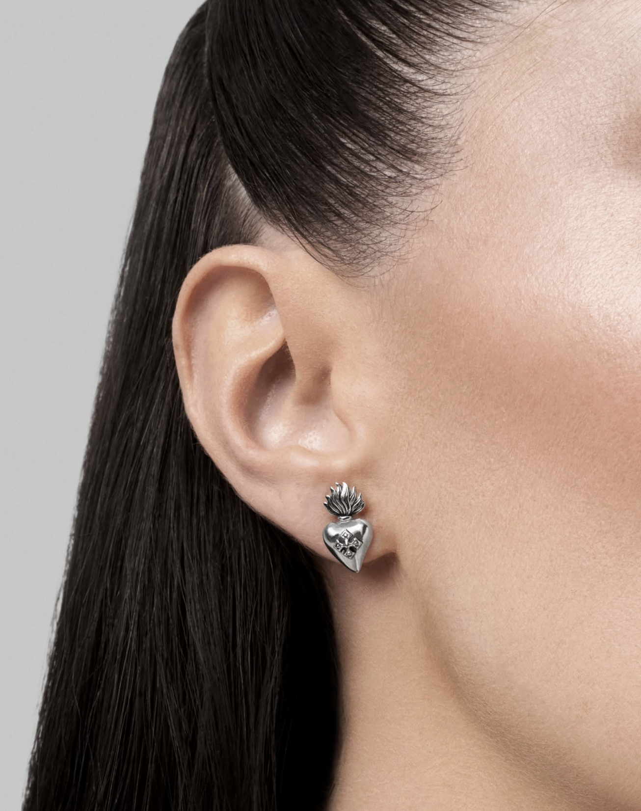 Ask &amp; Embla, Sacred Heart Stud Earrings