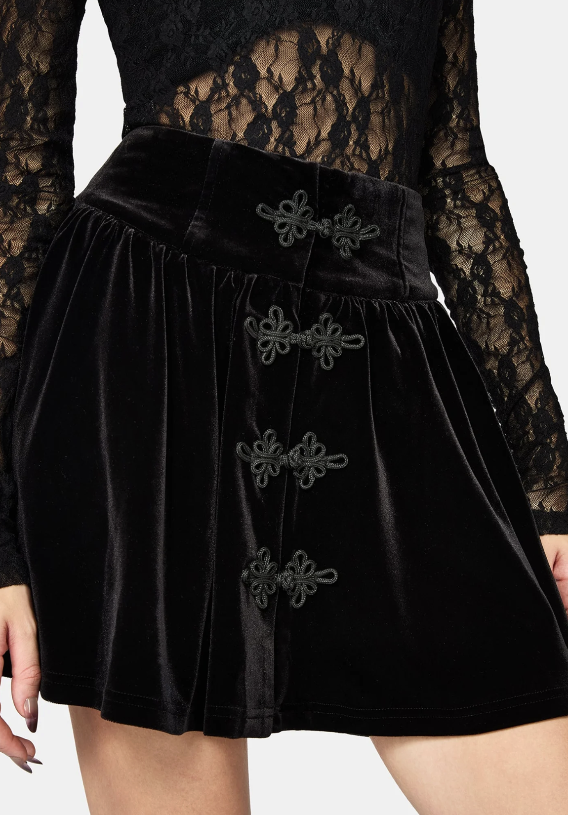 Disturbia, Nova Velour Frog Closure Mini Skirt
