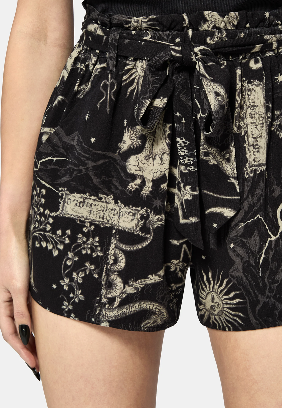 Disturbia, Isolde Medieval Map Paperbag Tie Waist Short