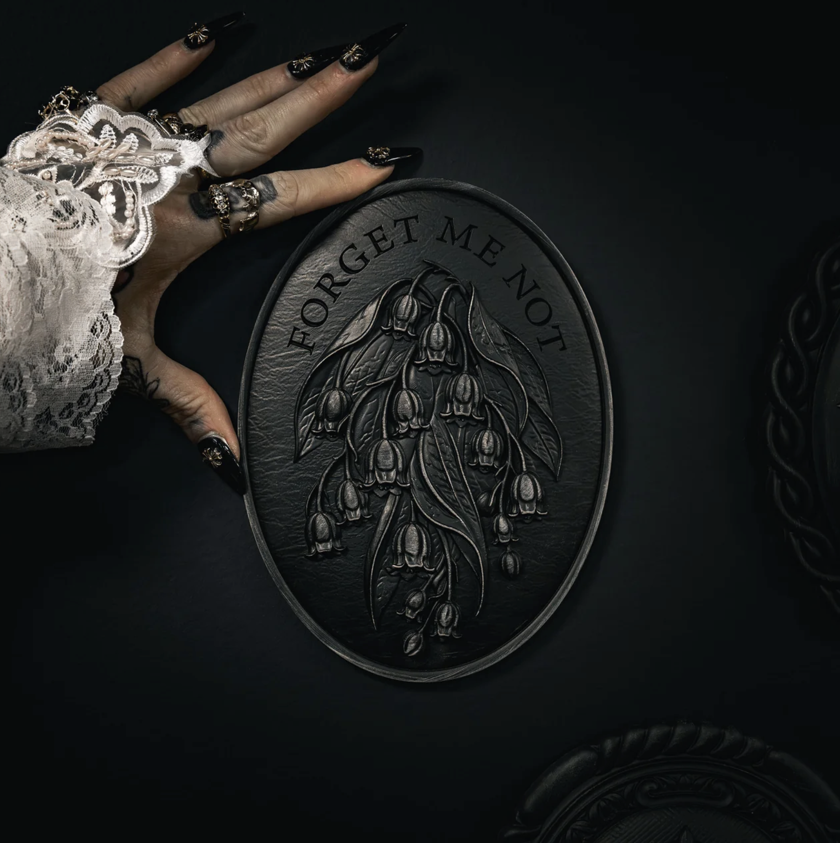 The Blackened Teeth, Forget Me Not Oval Brooch Hanging