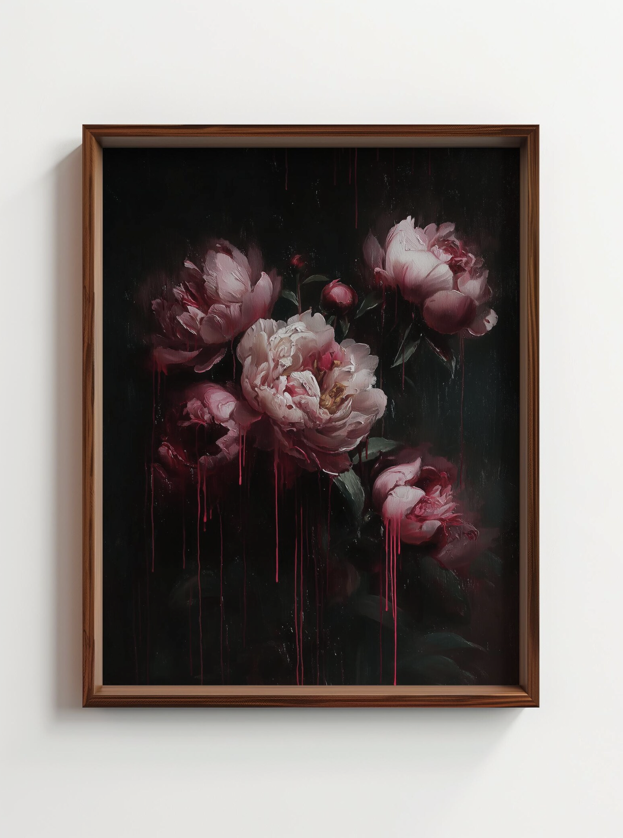 CustomRender (via Etsy), Moody Peony Oil Painting,