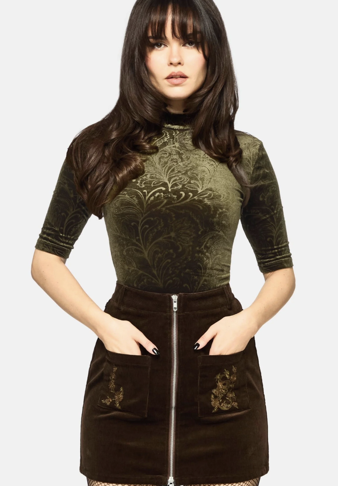 Disturbia, Thornshade High Neck Velour Bodysuit