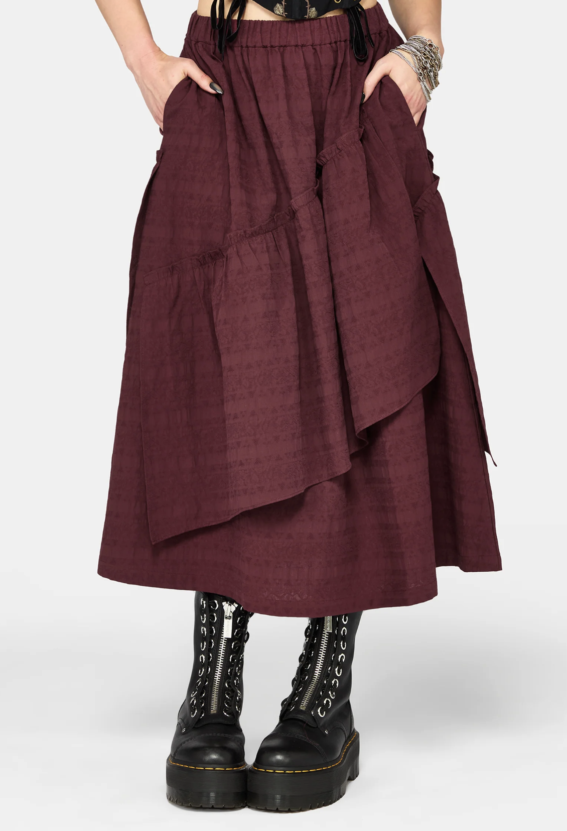 Disturbia, Lysandra Textured Ruffle Midi Skirt
