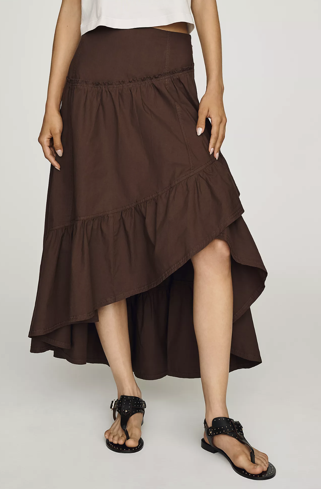 Pilcro Tiered Asymmetrical Midi Skirt