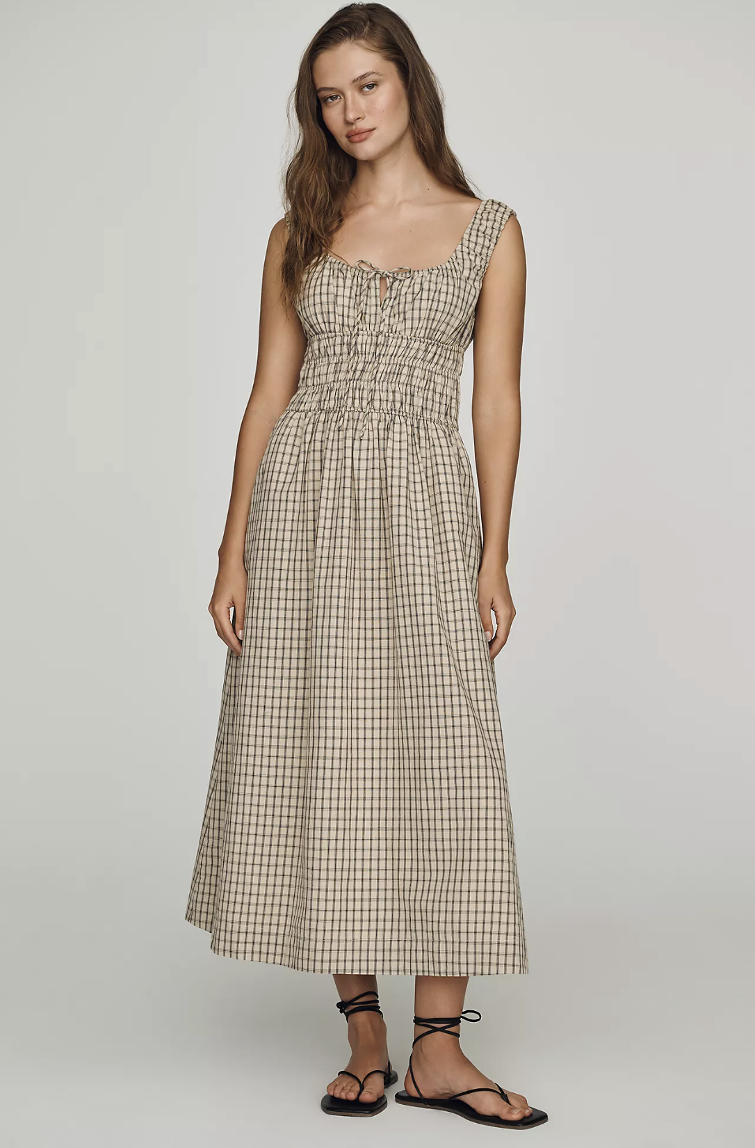 NIA 100% Cotton Smocked Midi Dress