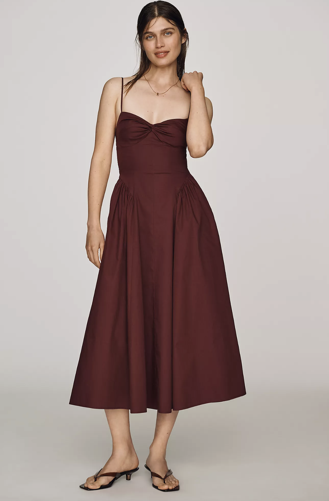 NIA 100% Cotton Destene Sweetheart Midi Dress