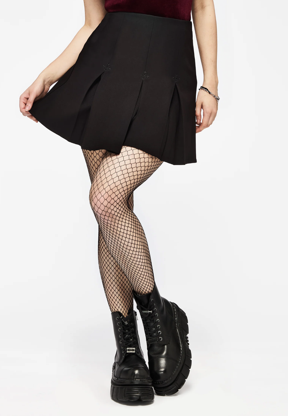 Disturbia Soul Embroidered Pleated Mini Skirt