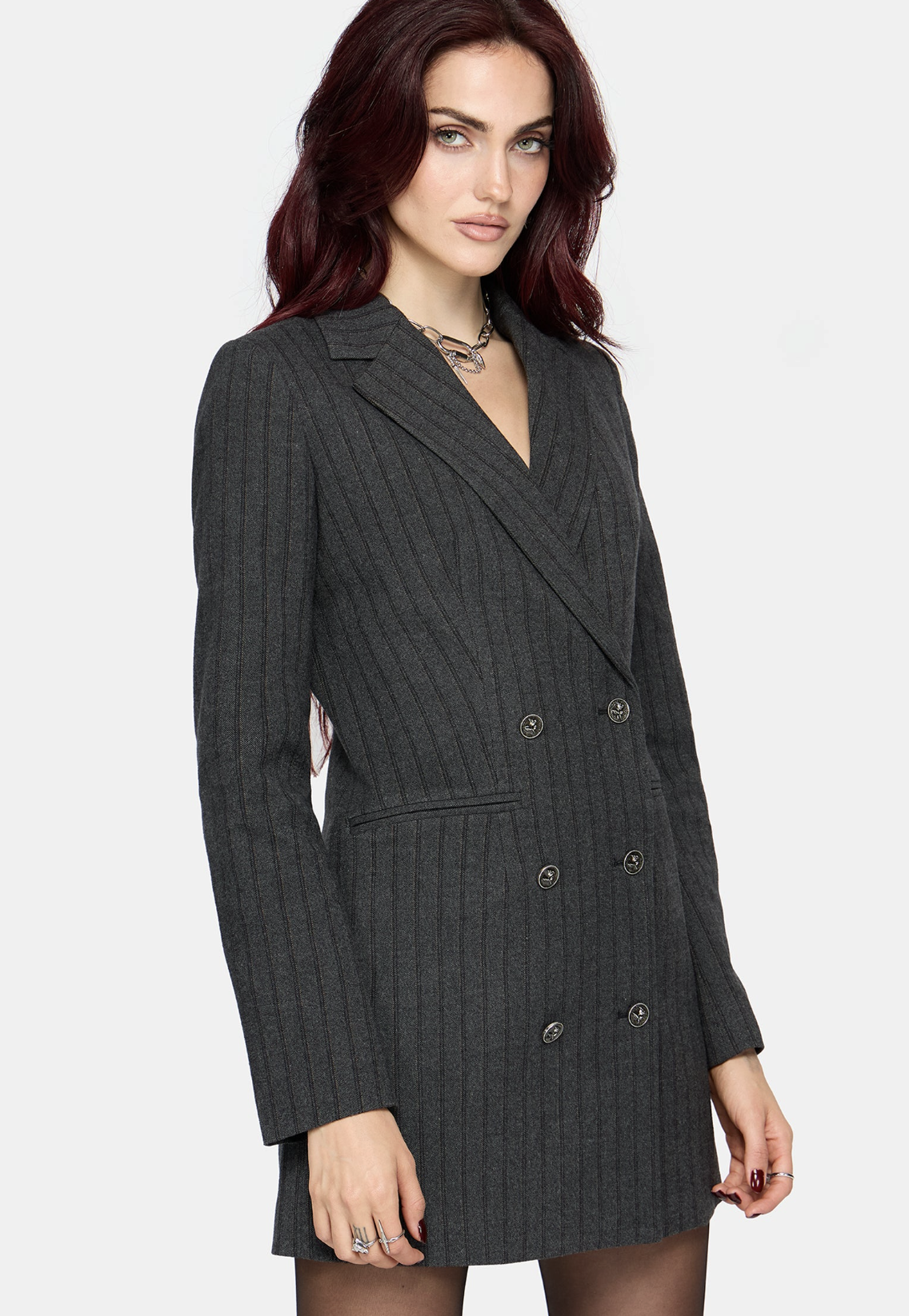 Disturbia Blair Pinstripe Blazer Dress