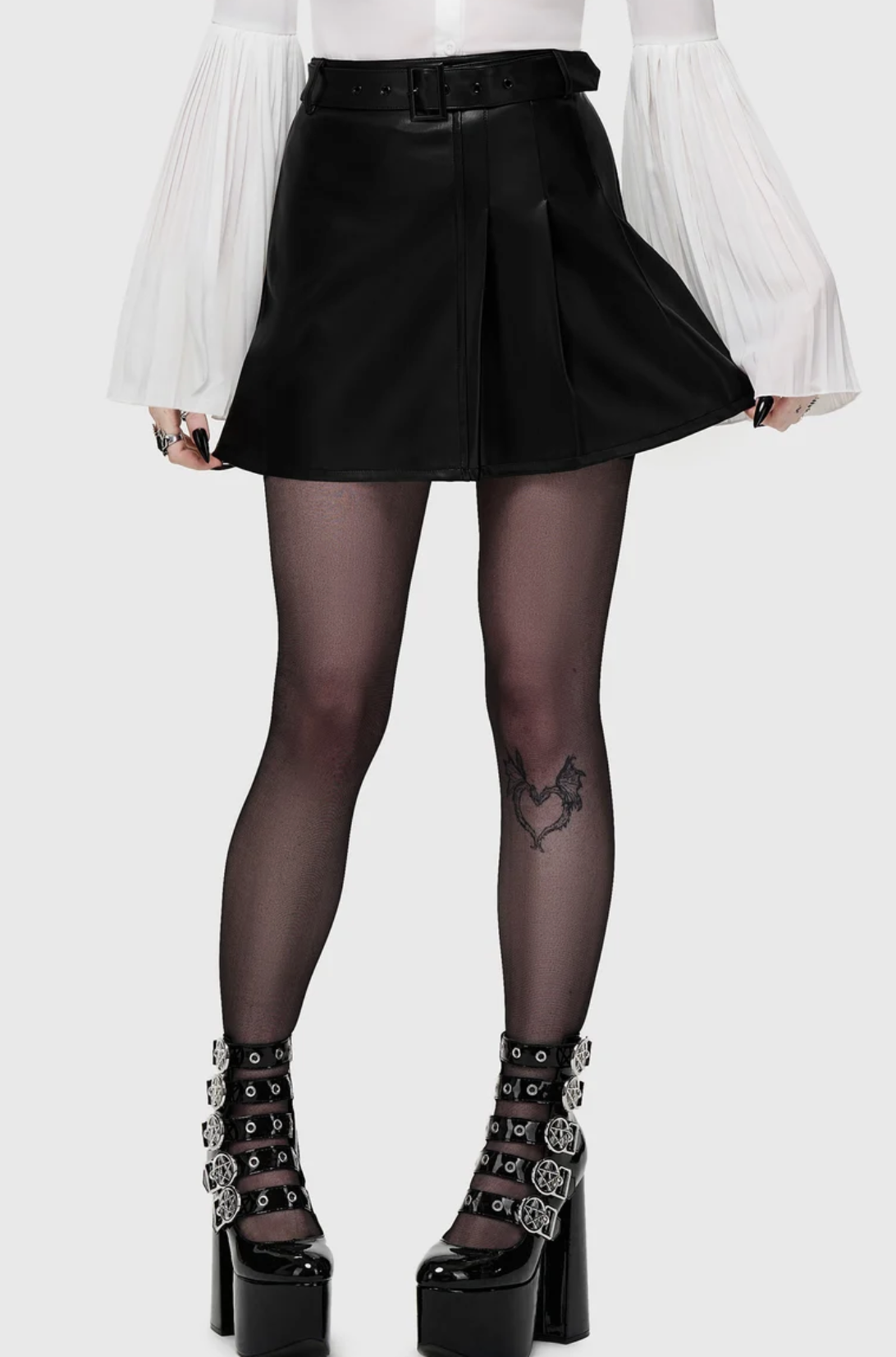 Killstar Noir Half Pleat Mini Skirt