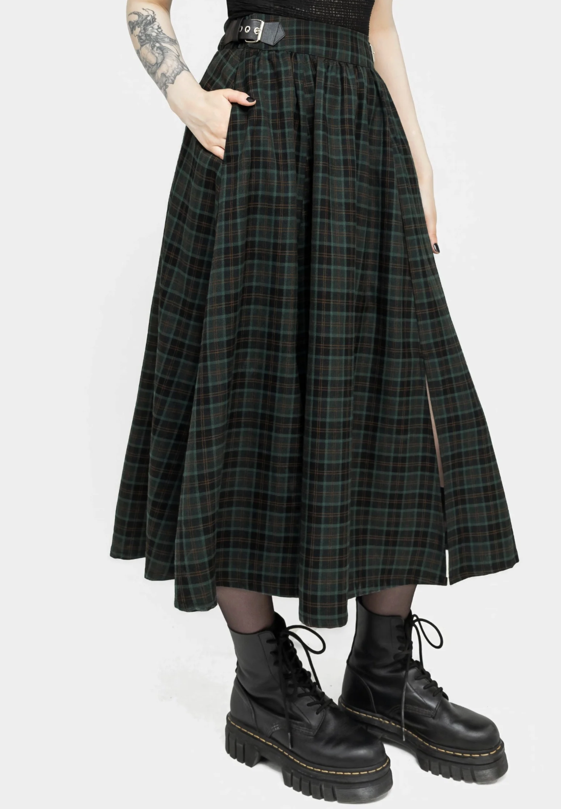 Disturbia Nightingale Buckled Midi Skirt