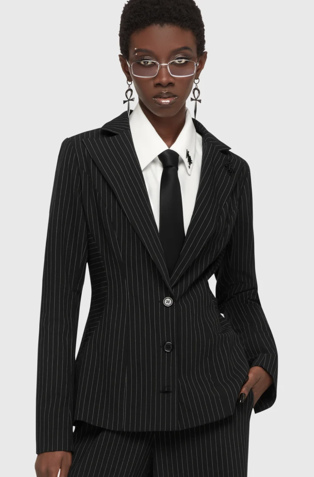 Killstar Oblivienne Jacket [Black Pinstripe]