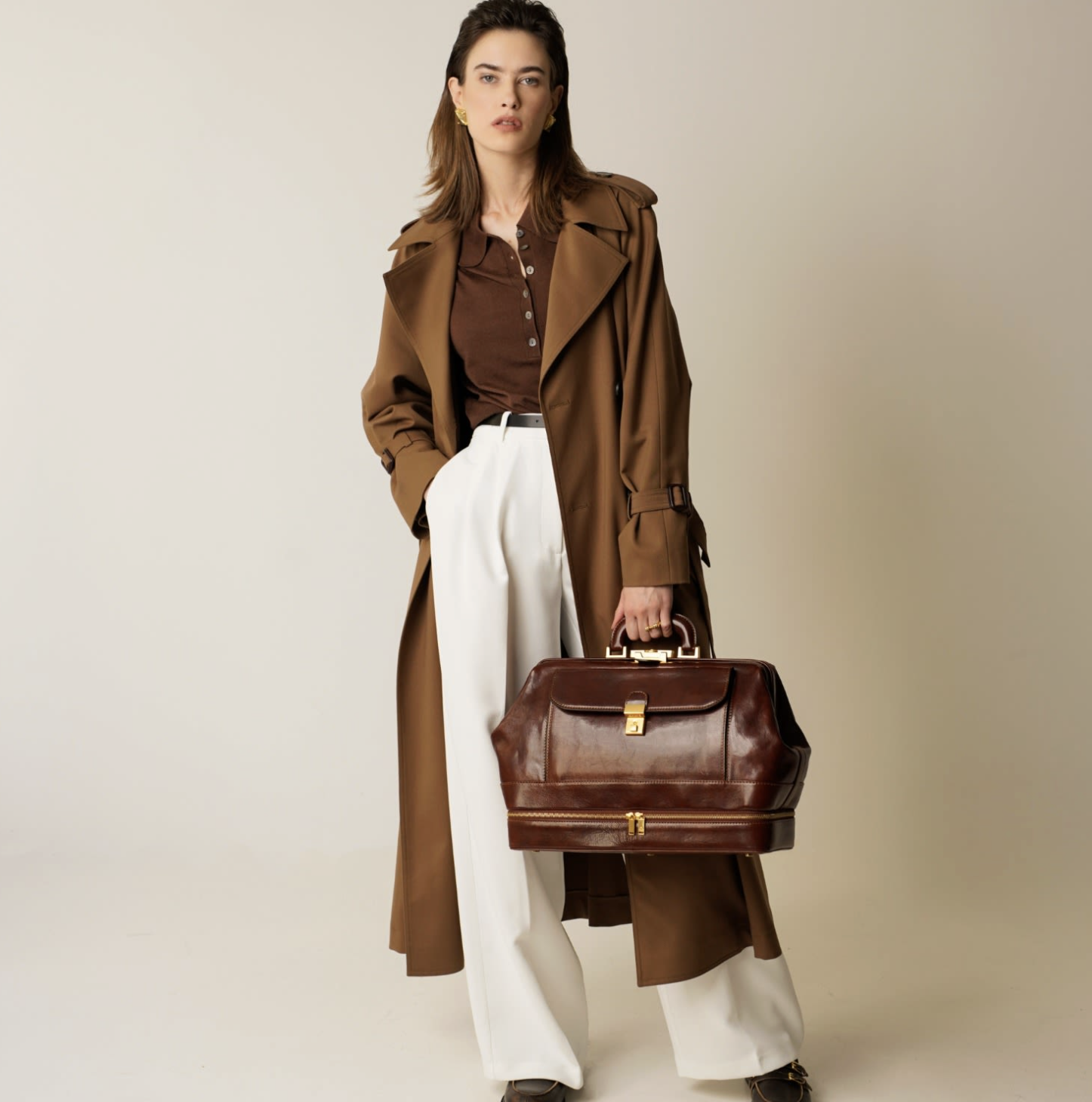Time Resistance Large Italian Leather Doctor Bag