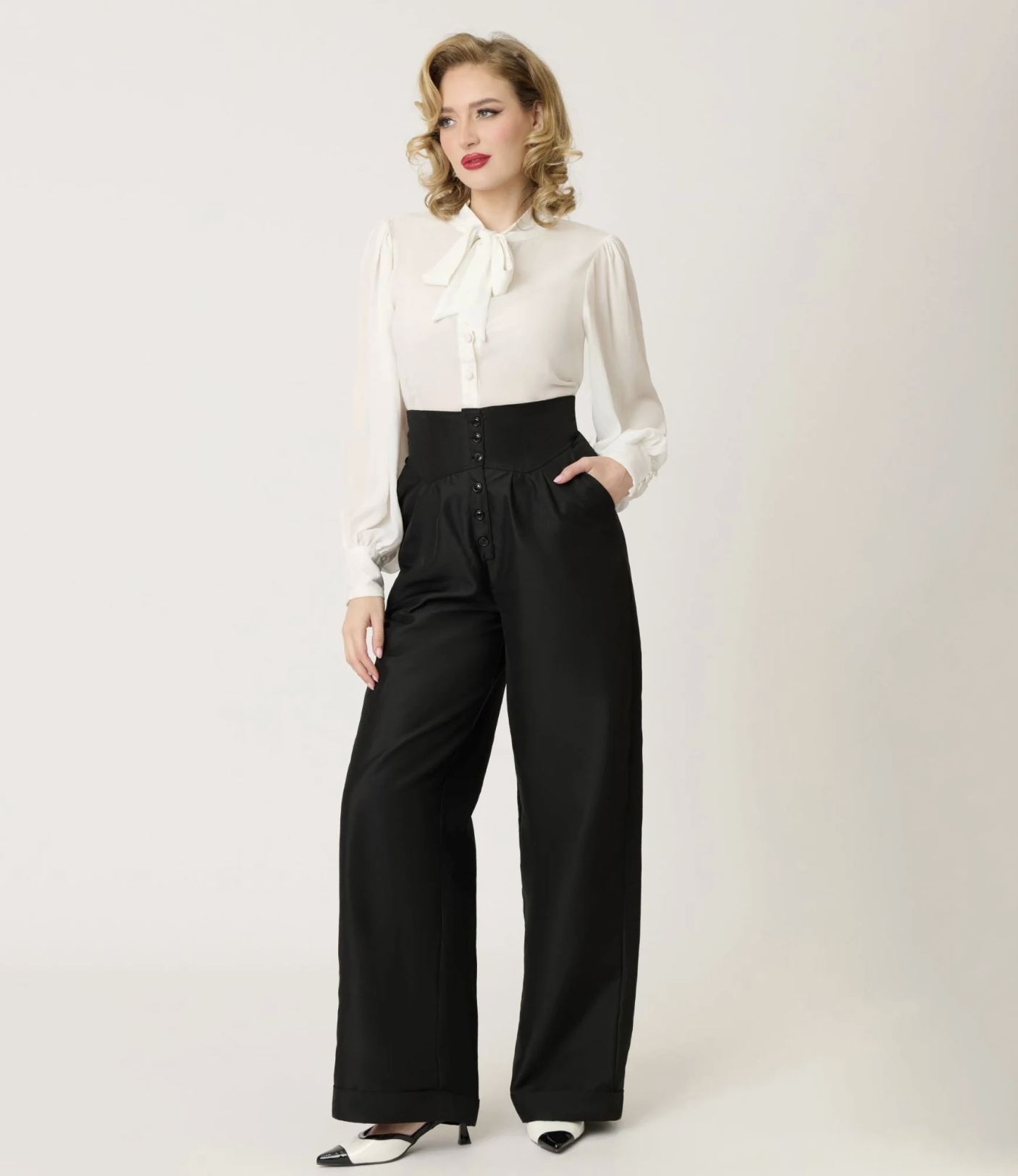 Unique Vintage Black High Waisted Trouser