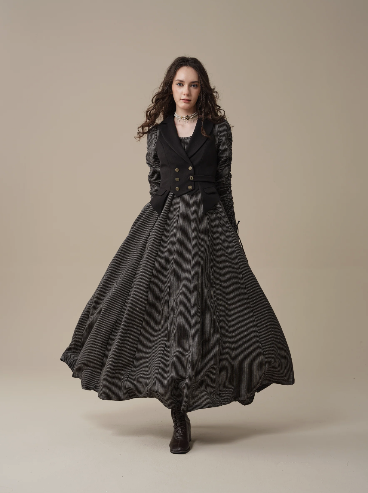 Linennaive Crystal 17 | Victorian maxi linen dress