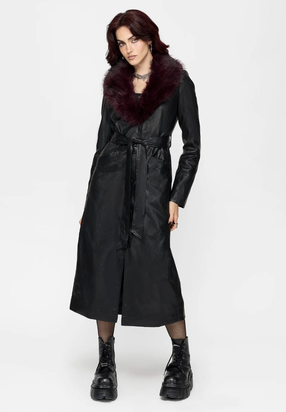 Disturbia Effina Fur Collar Longline Coat