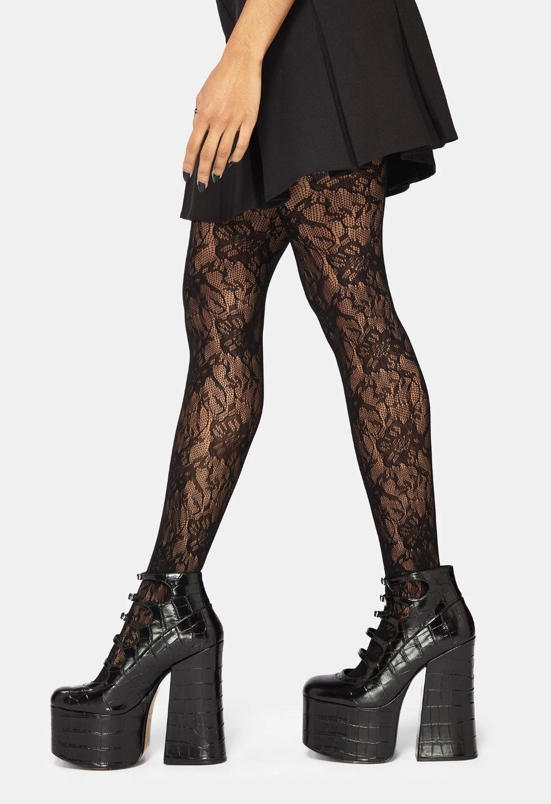 Disturbia Phantasmic Sheer Lace Tights - Black