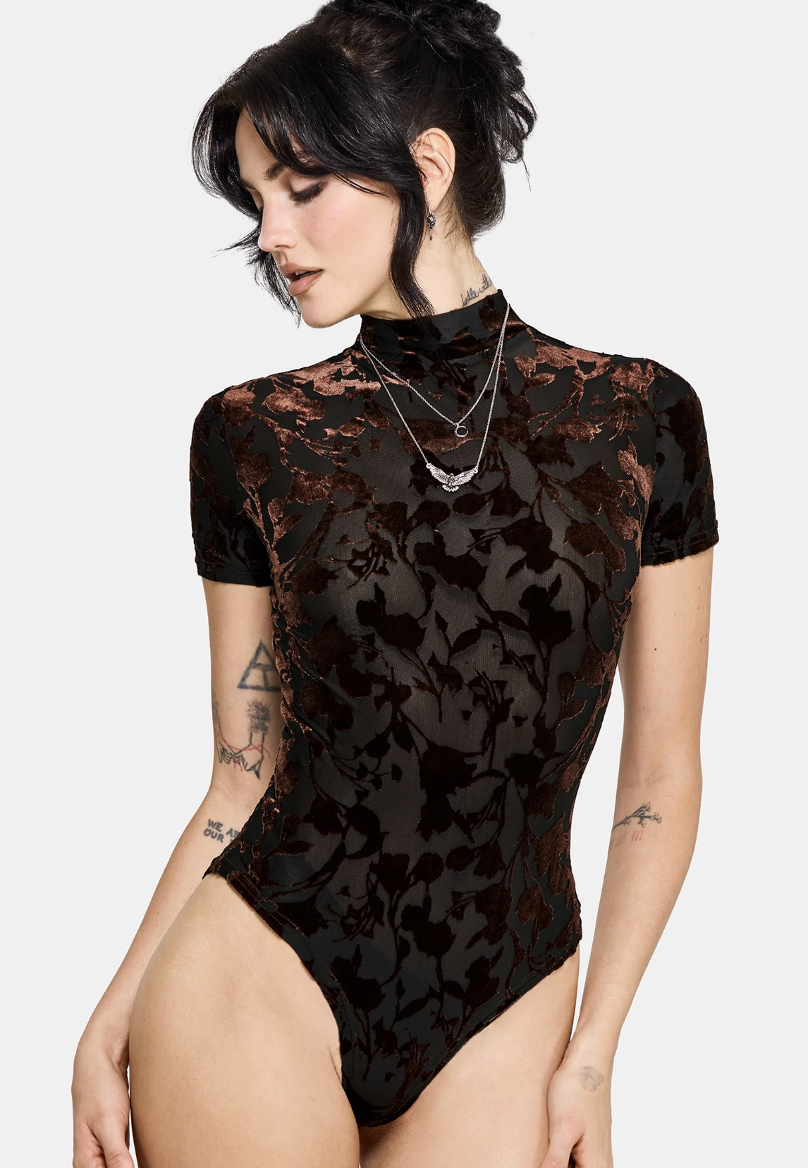 Disturbia Dakota Devore Velour Bodysuit