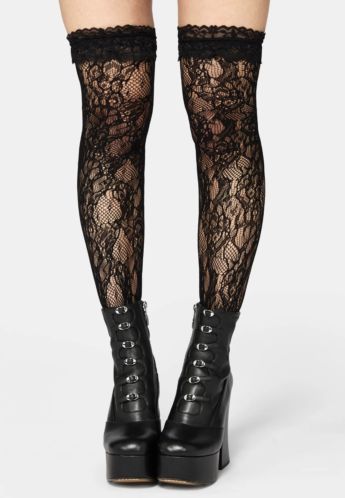 Disturbia Wispin Lace Frill Long Stockings