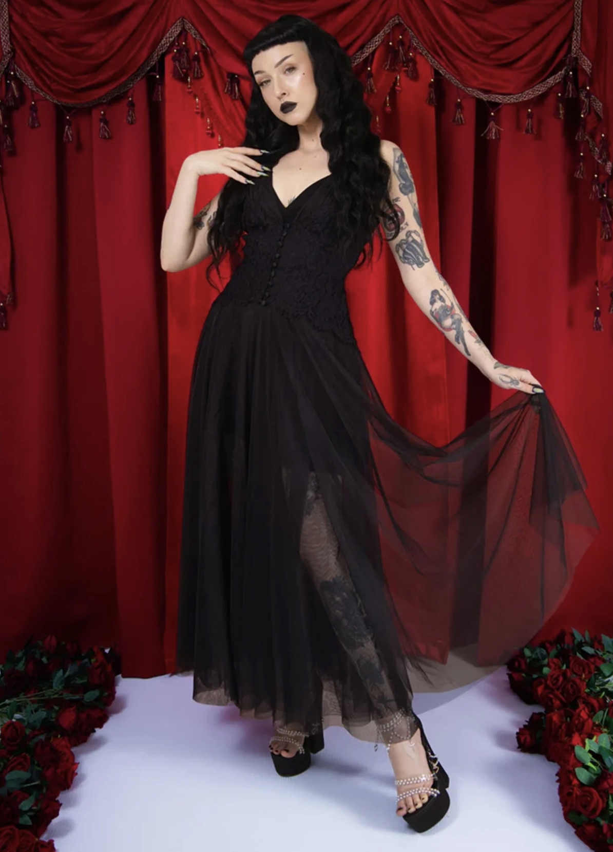 Elle Rebel Black Sheer Wicked and Wild Maxi Dress