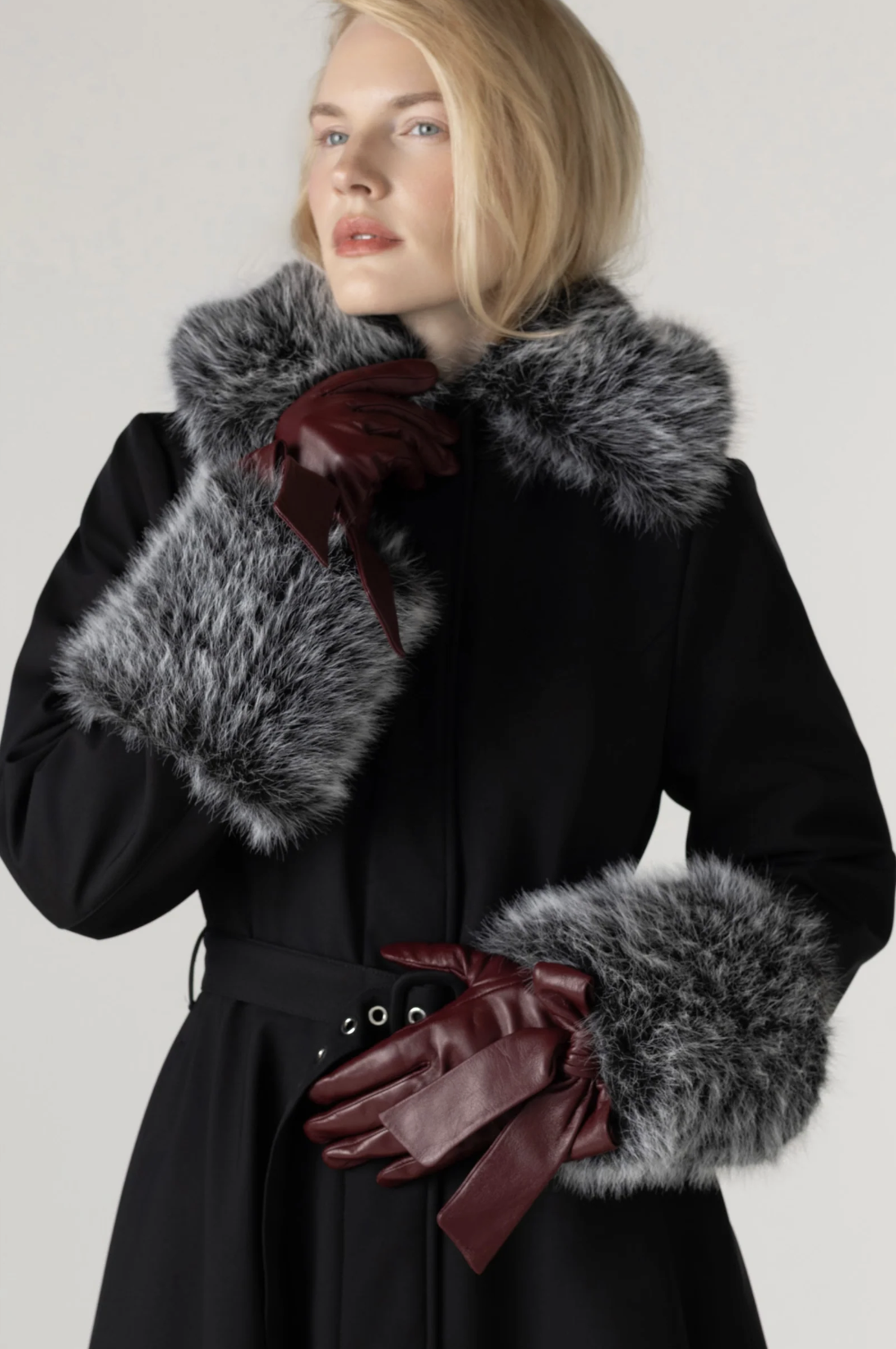 RainSisters Burgundy Leather Gloves with Cashmere Lining
