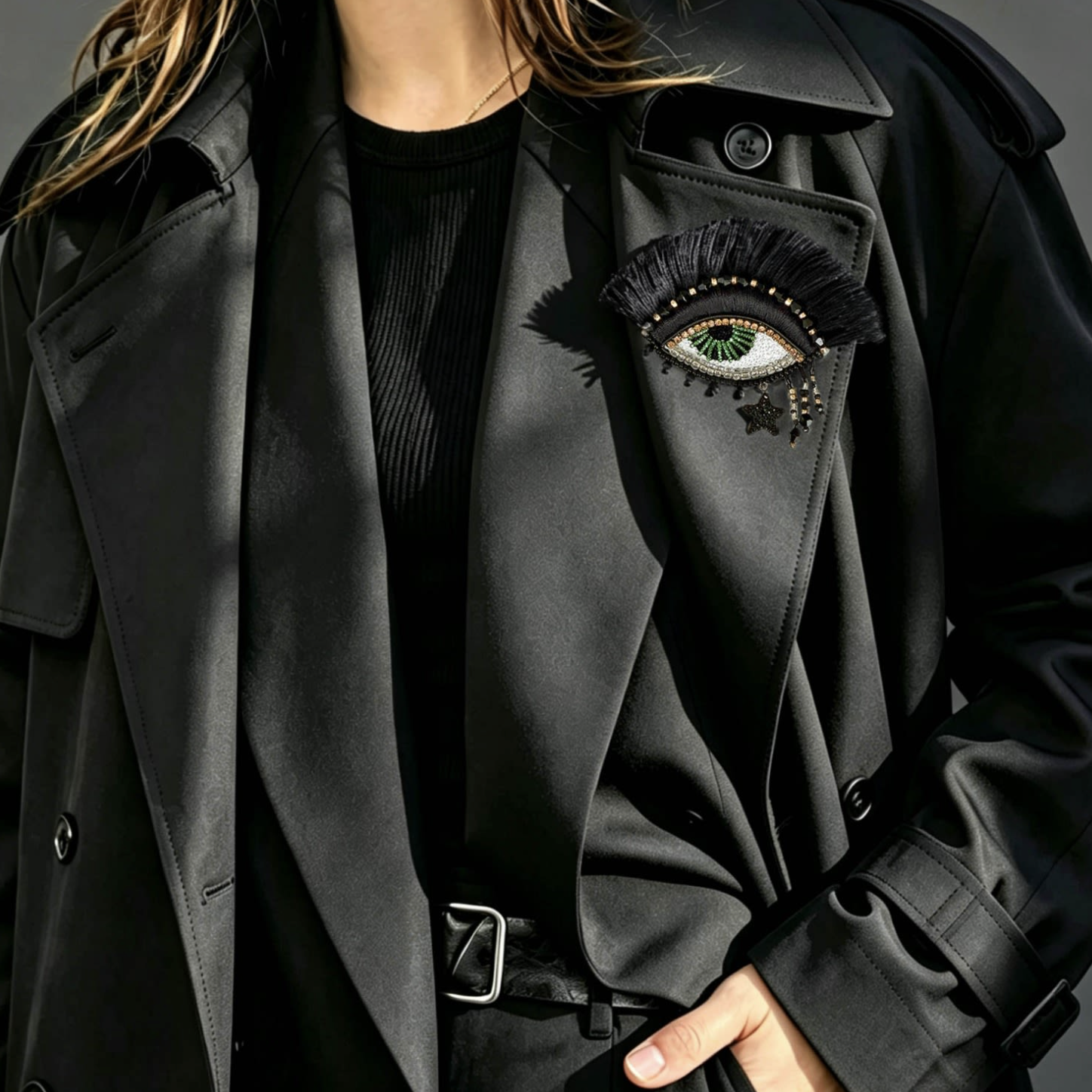 VETKA (via Wolf &amp; Badger) Black Eye Brooch With Fringe – Witch Charm