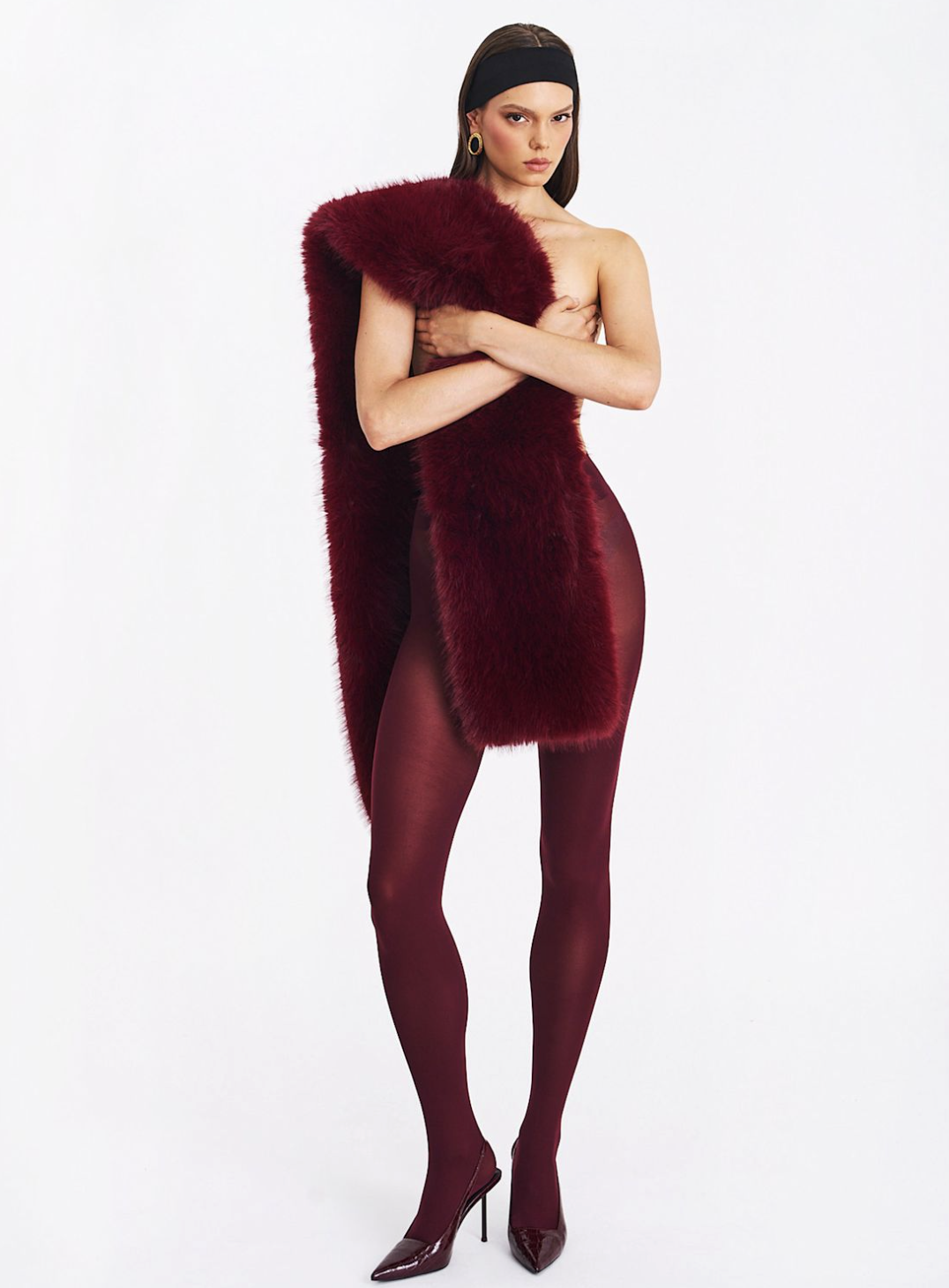 Miss Circle New York (via Wolf &amp; Badger) Jazmin Burgundy Multi-Wear Faux Fur Scarf