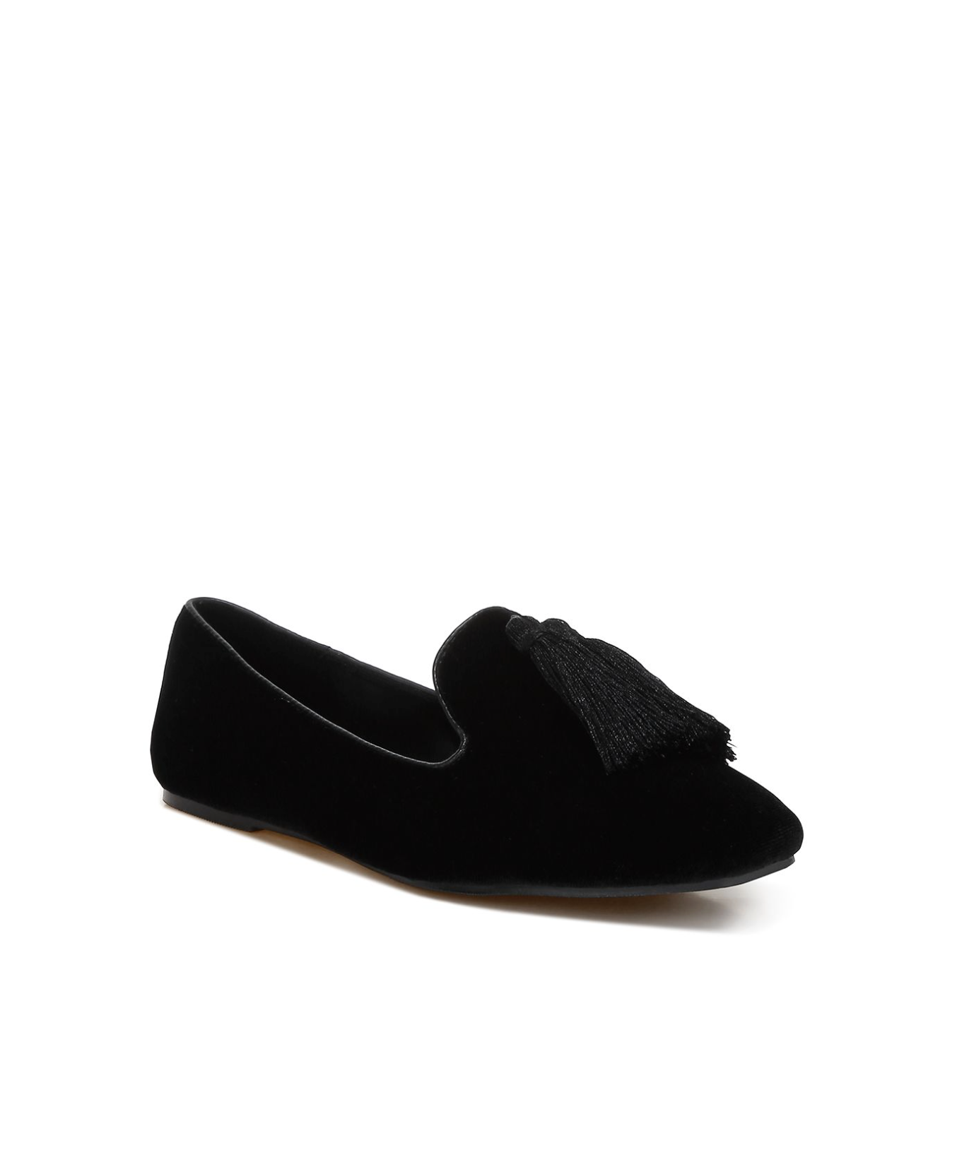 Rag &amp; Co. (via Wolf &amp; Badger) Tromso Iconic Tassel Detail Velvet Loafers In Black 