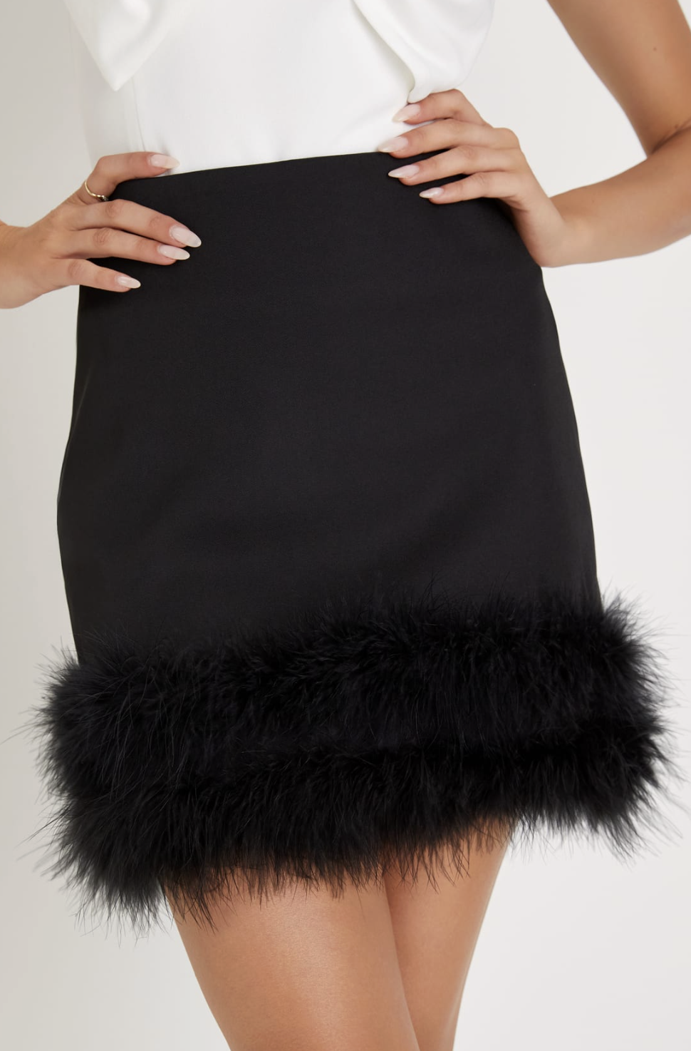 Lulus Fabulous Vision Black High-Rise Feather Mini Skirt