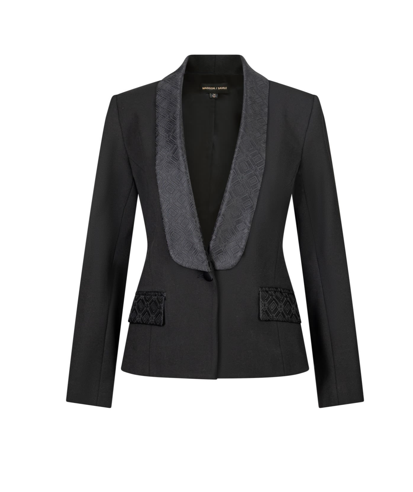Madison / Savile (via Wolf &amp; Badger) Signature Black Jacquard Tuxedo Blazer