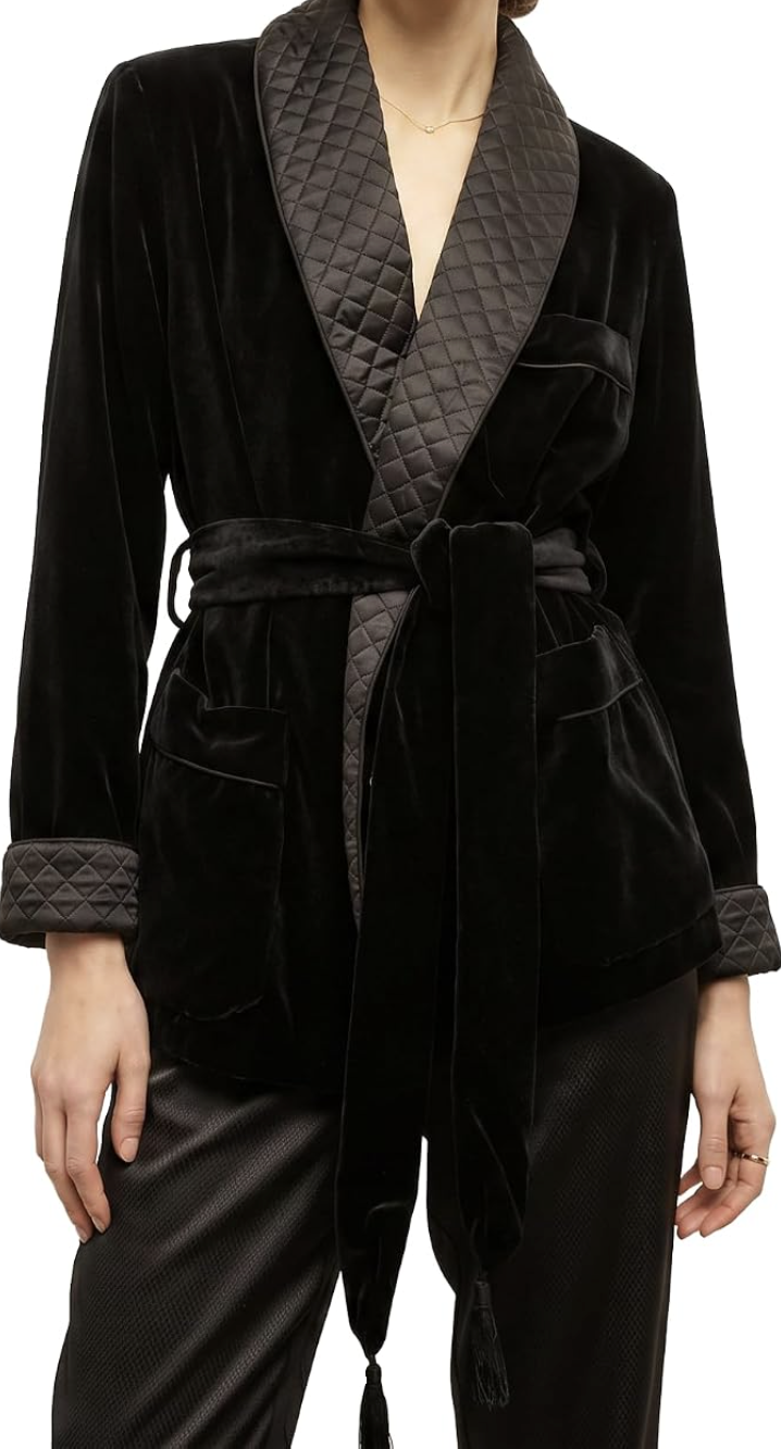 The Fam Studio (via Amazon) Women's Black Velvet Smoking Jacket