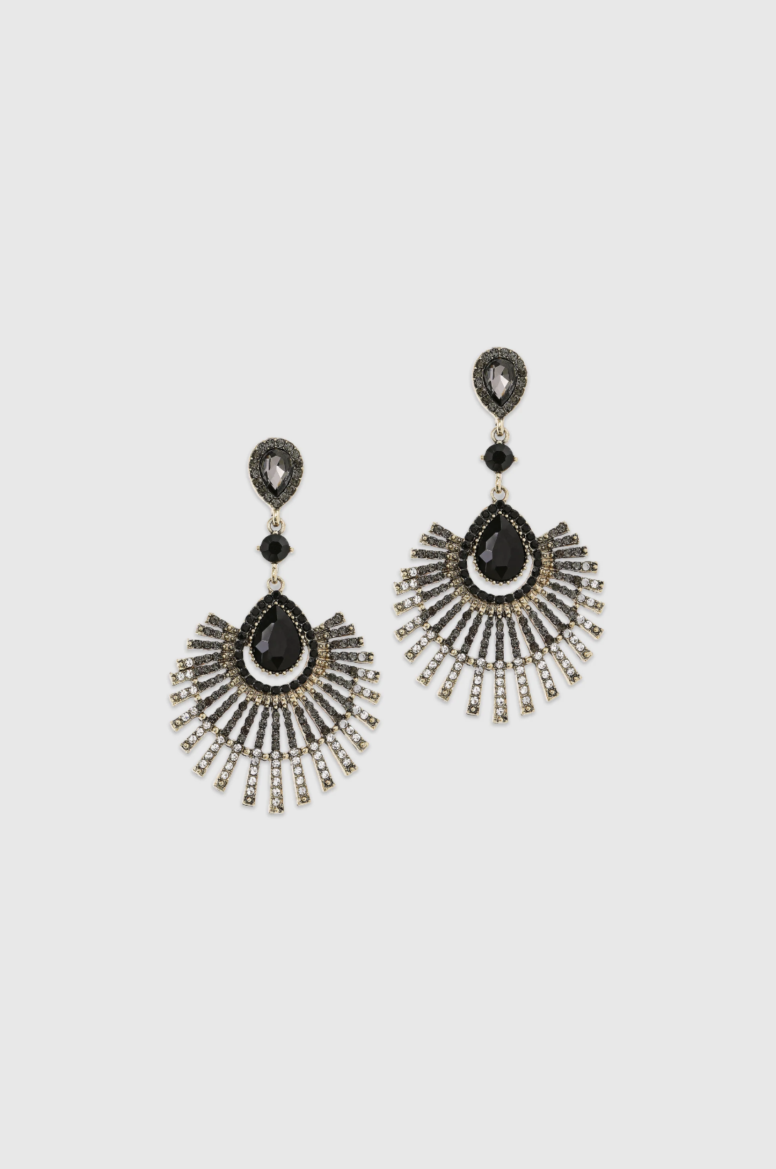 Babeyond Vintage Fan-Shaped Crystal Drop Earrings