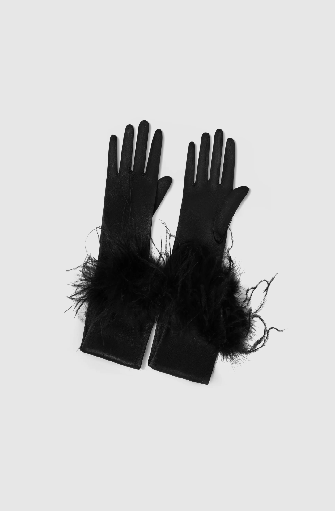 Babeyond 18.9" Ostrich Feather Satin Gloves