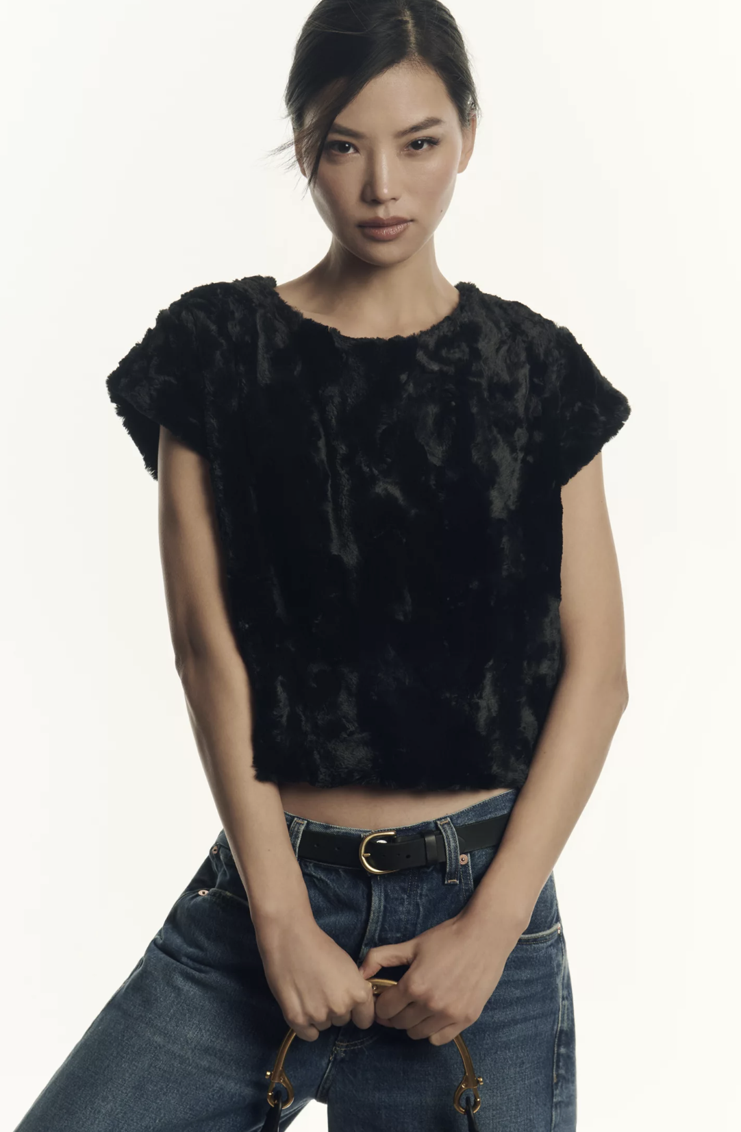 Maeve Faux Fur Tee