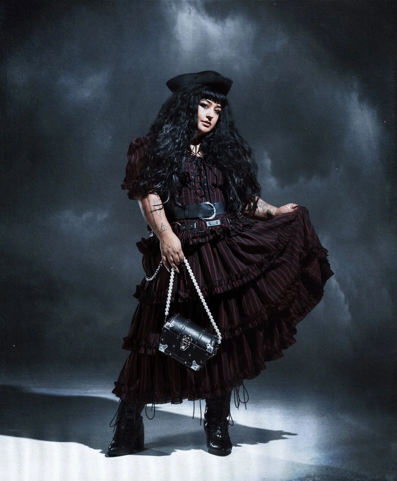 Foxblood Henrietta Striped Gown