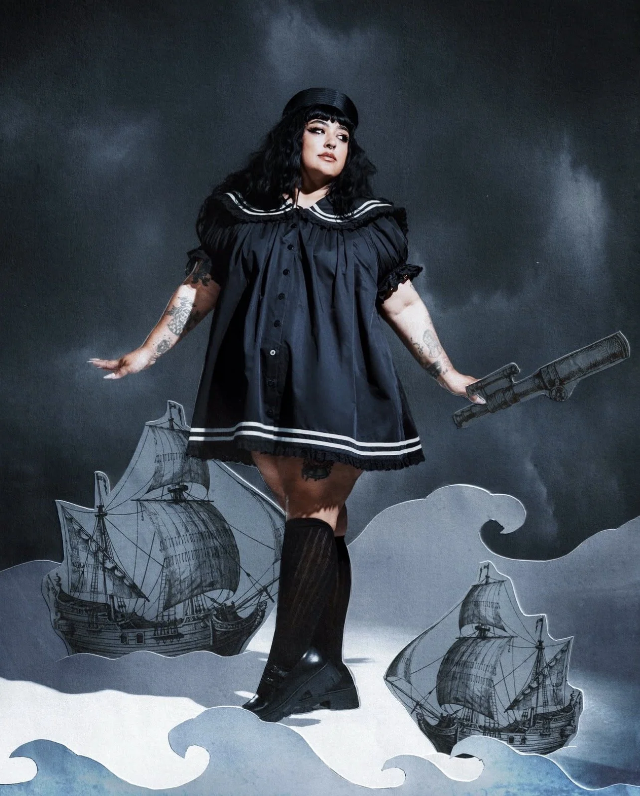 Foxblood Pearl Sailor Dress