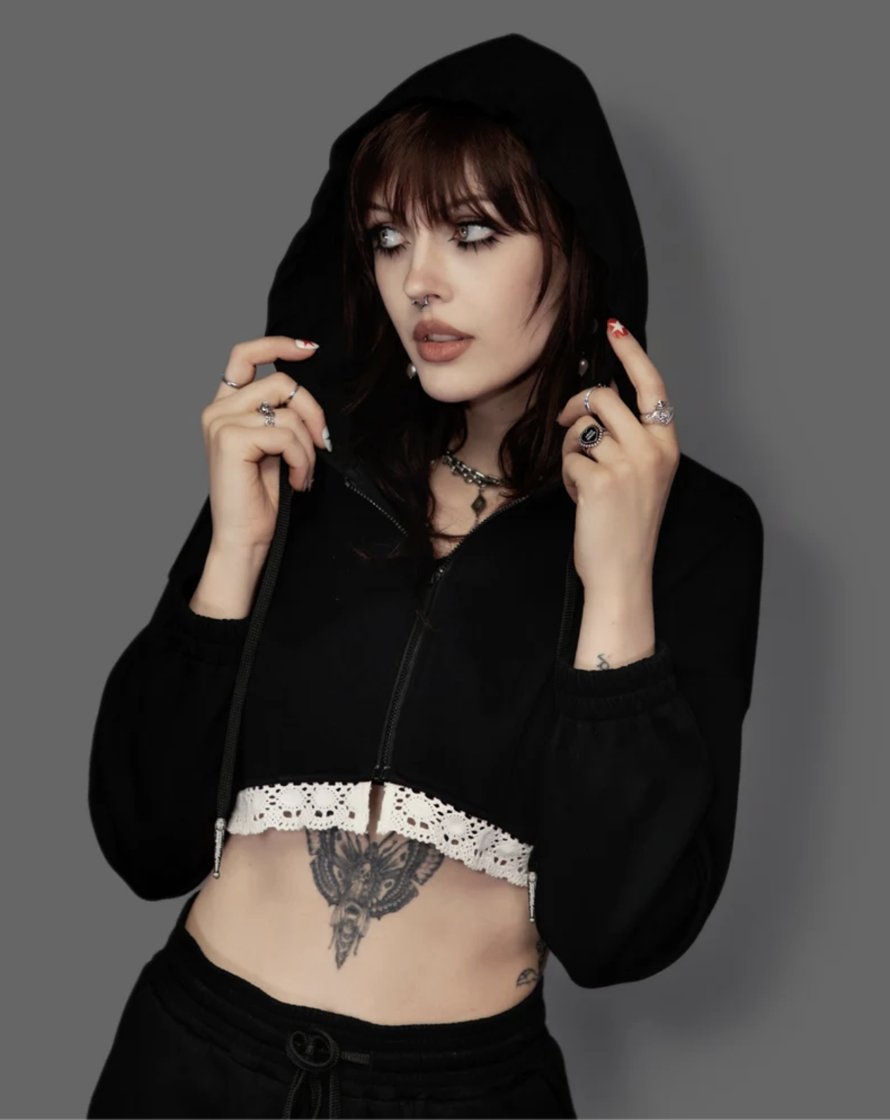 Moonlace Cropped Hoodie