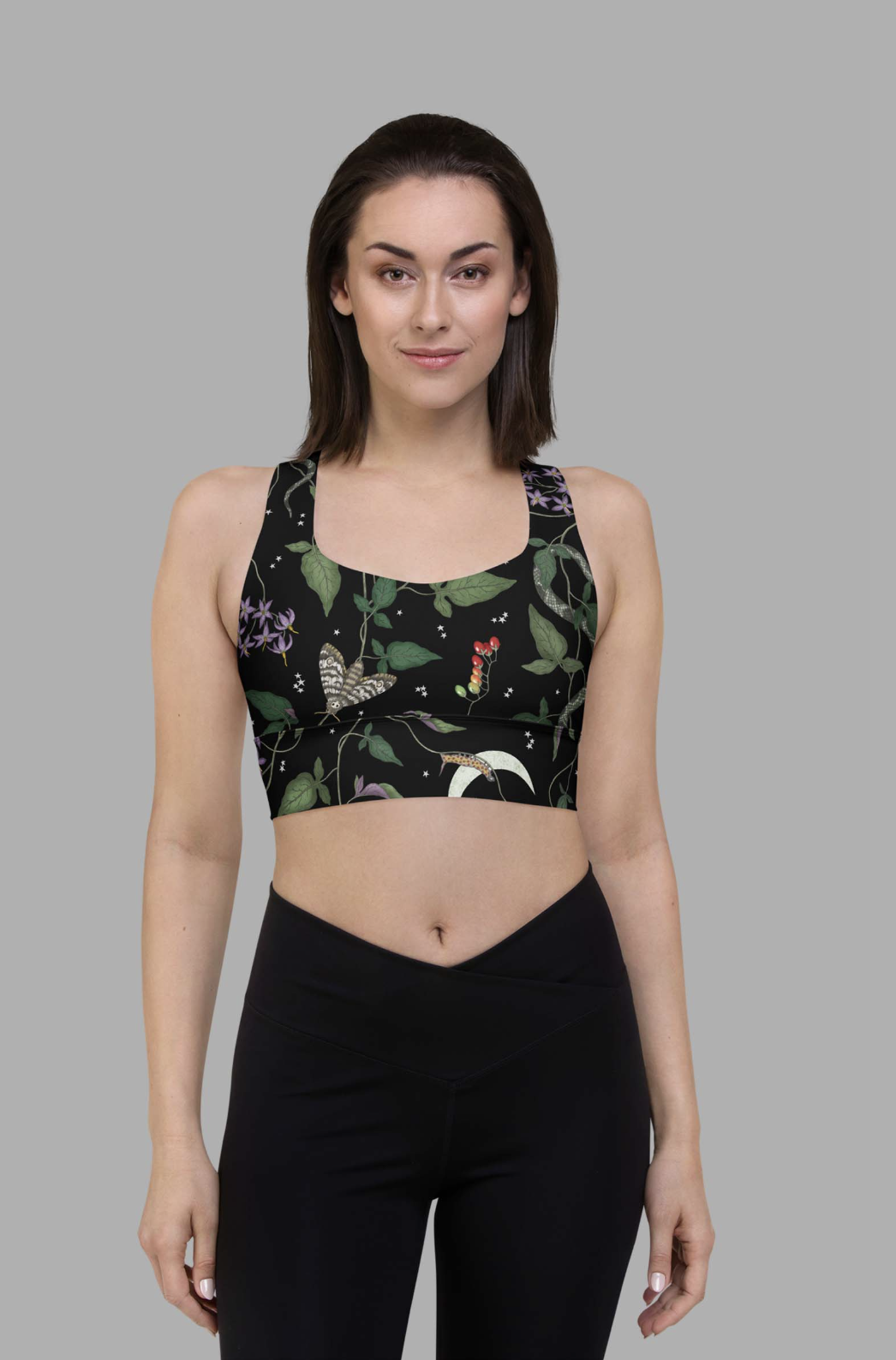 Nightshade Print Recycled Longline Sports Bra
