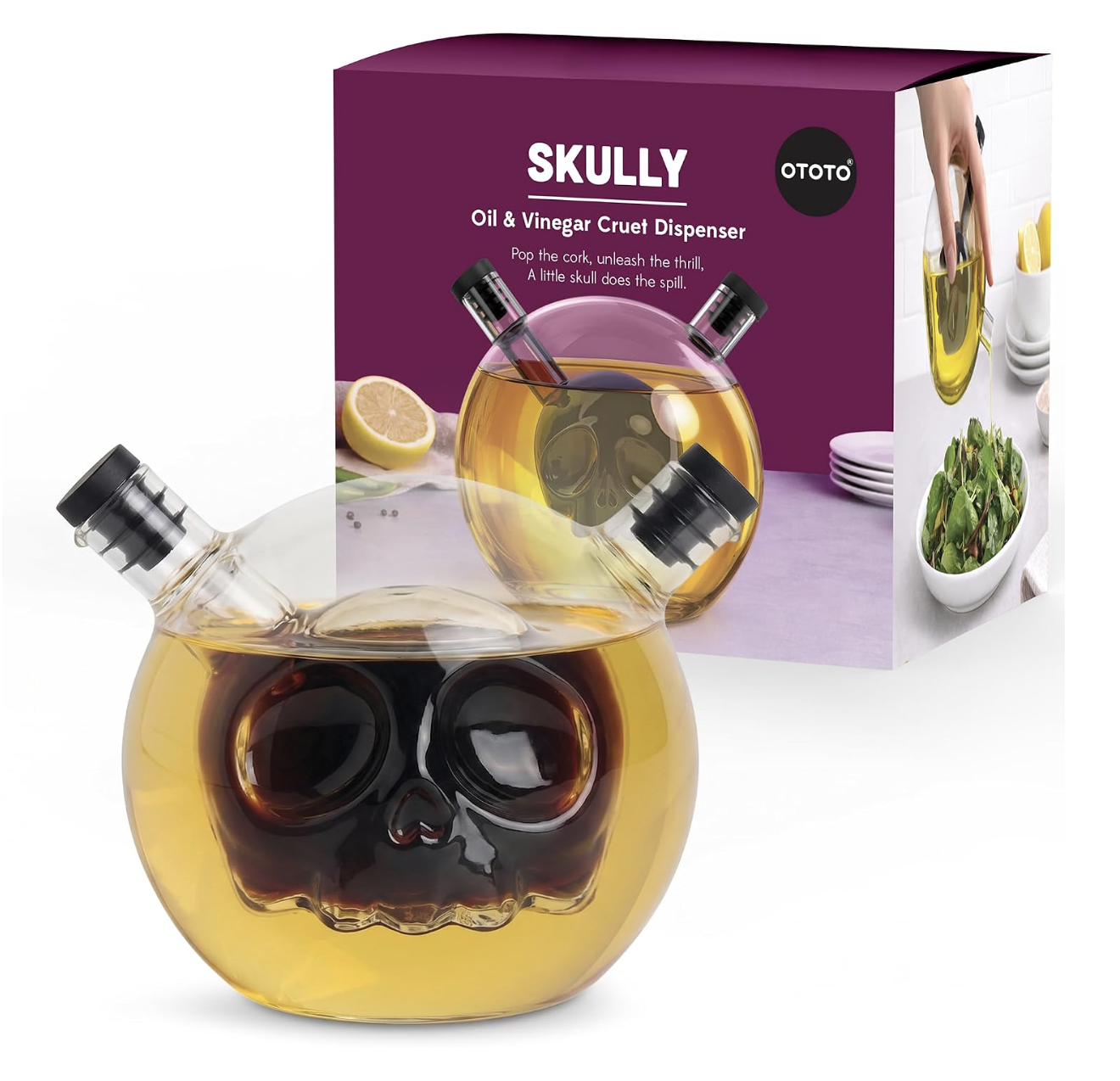 OTOTO Skully-Olio Oil &amp; Vinegar Glass (via Amazon)