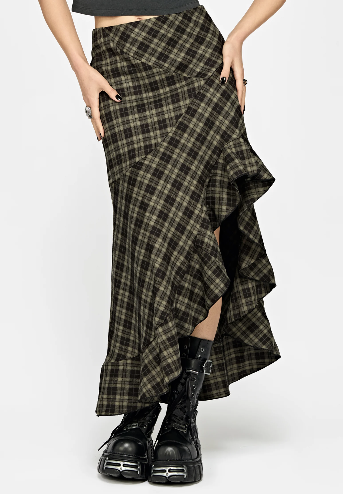 Disturbia Willowby Brushed Check Midi Skirt