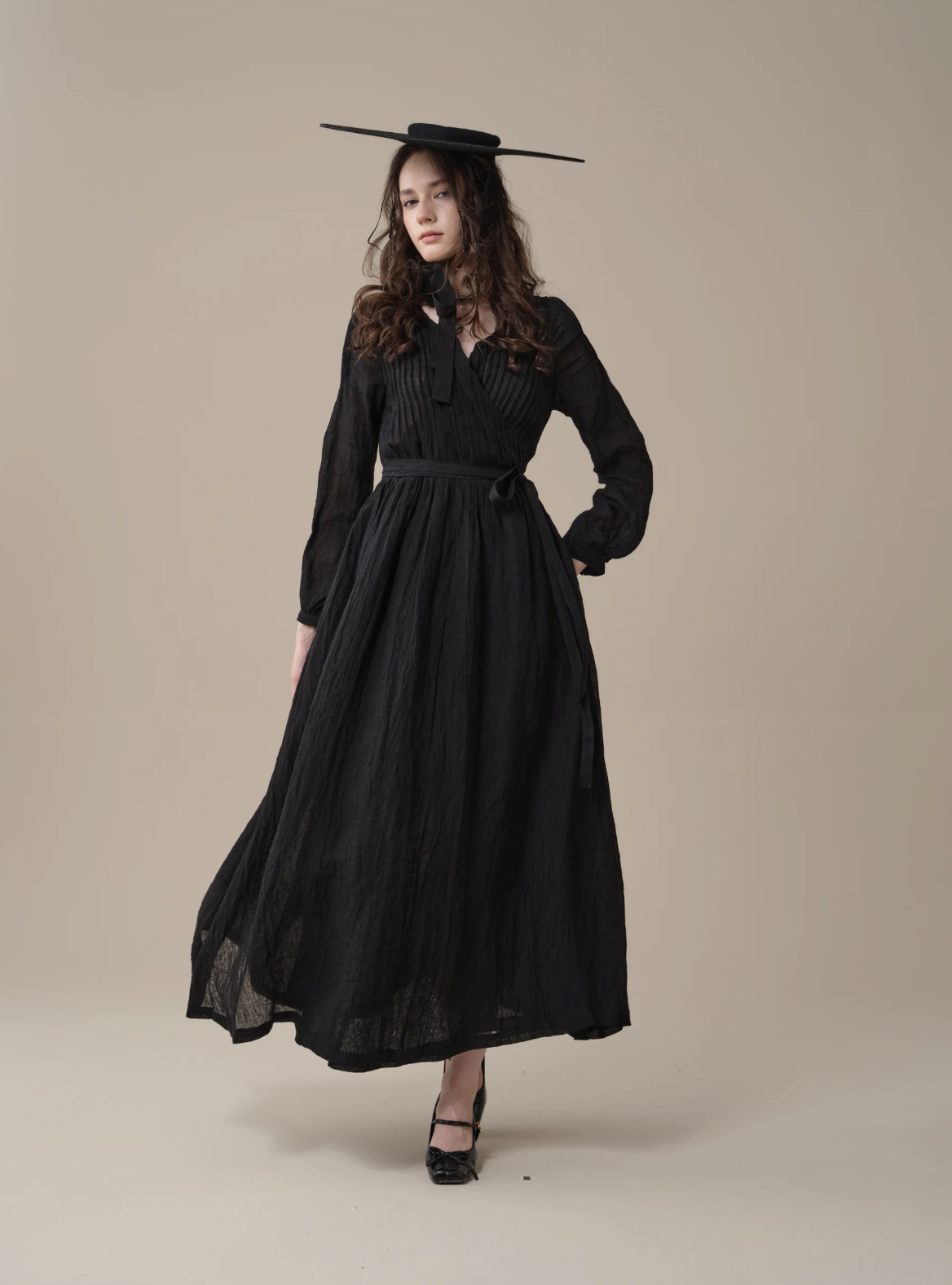 Linennaive Bluebell 06 | Pintuck Linen Wrap Dress