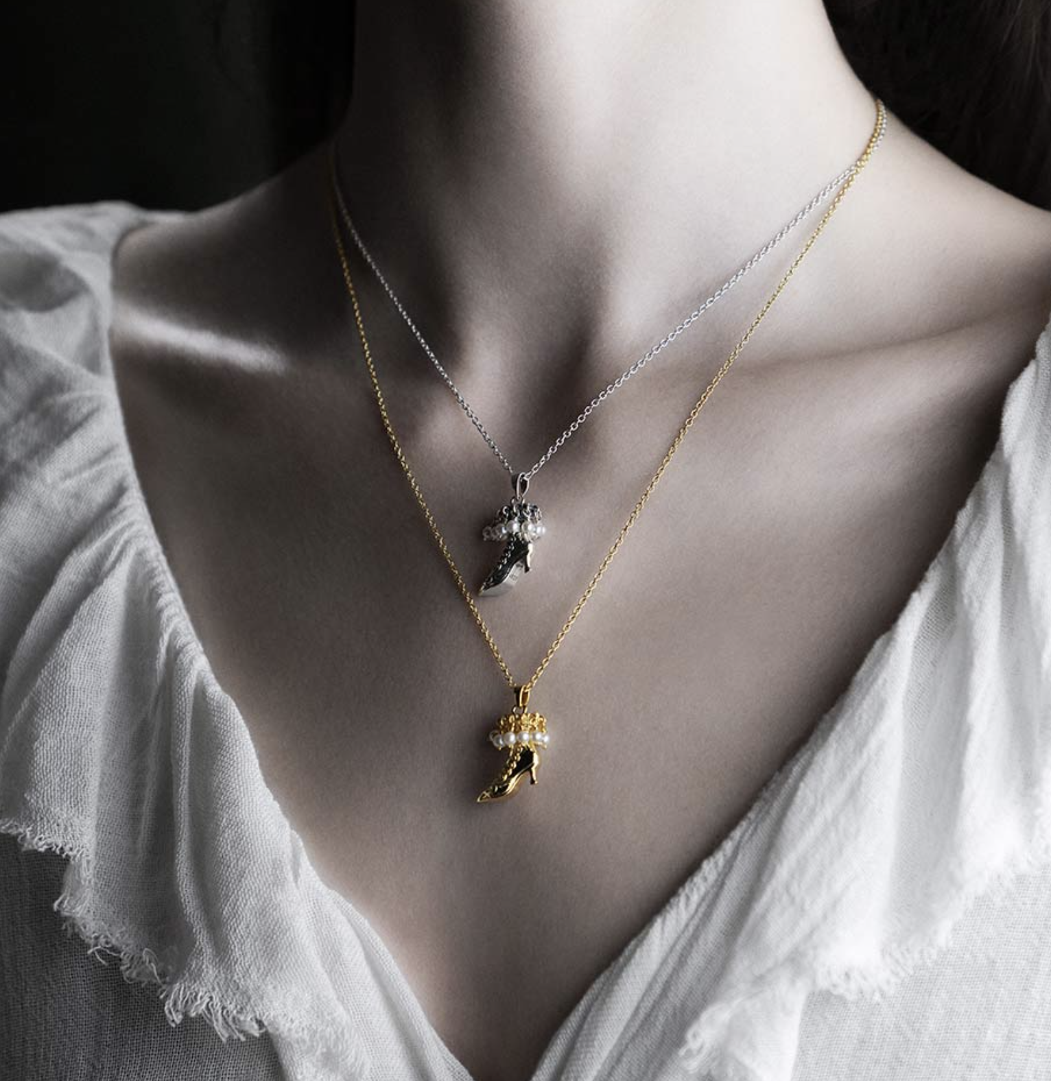 Regal Rose HERESY. Witches Boot Pearl Necklace