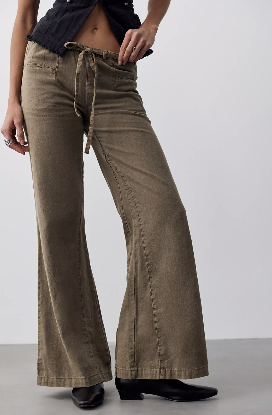 Free People Break The Ice Linen Slouch Flare Pants