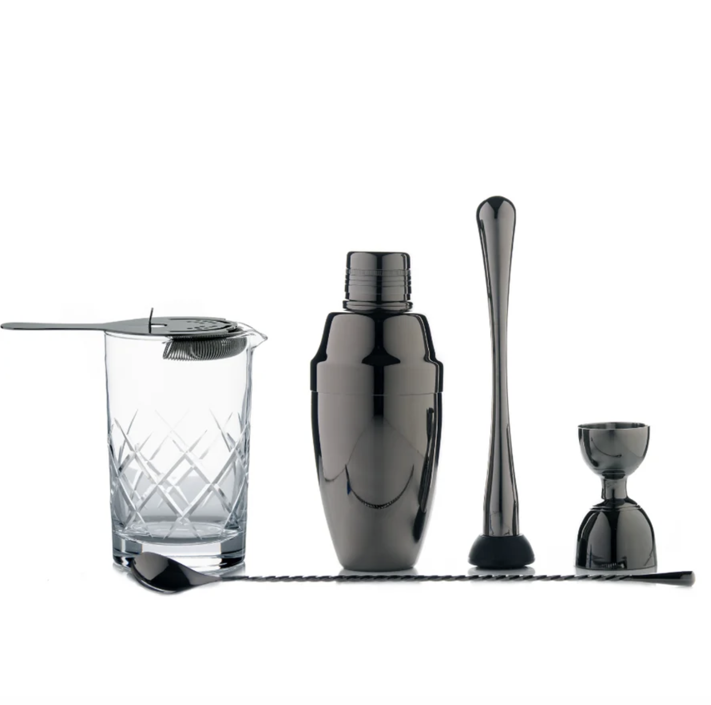 BYOB Cocktail Emporium Deluxe Gunmetal Bar Tools Set