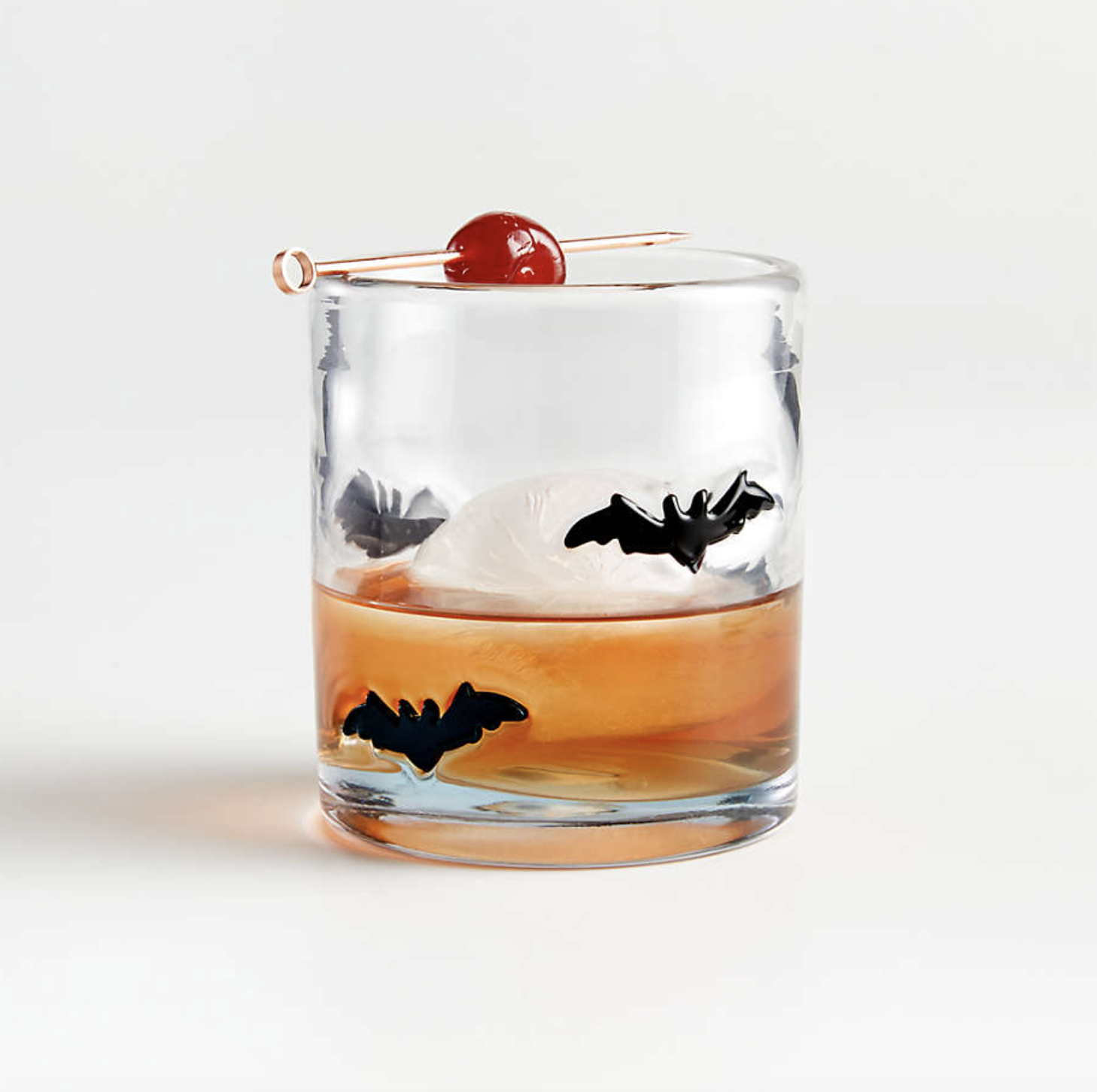 Crate &amp; Barrel Halloween Bats Icon 15-Oz. Double Old-Fashioned Glass