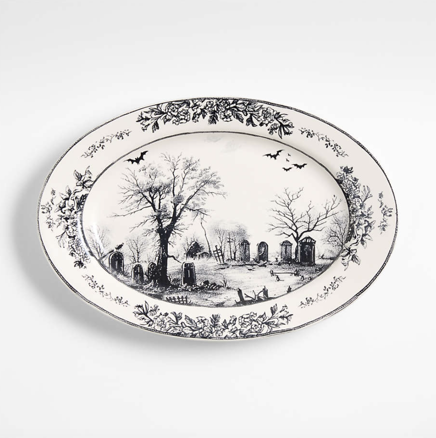 Crate &amp; Barrel Nightfall Halloween Stoneware Oval Platter
