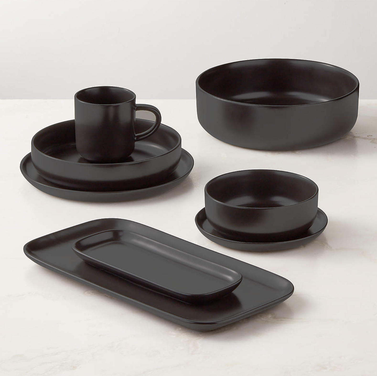cb2 Mori Matte Black Serving Bowl