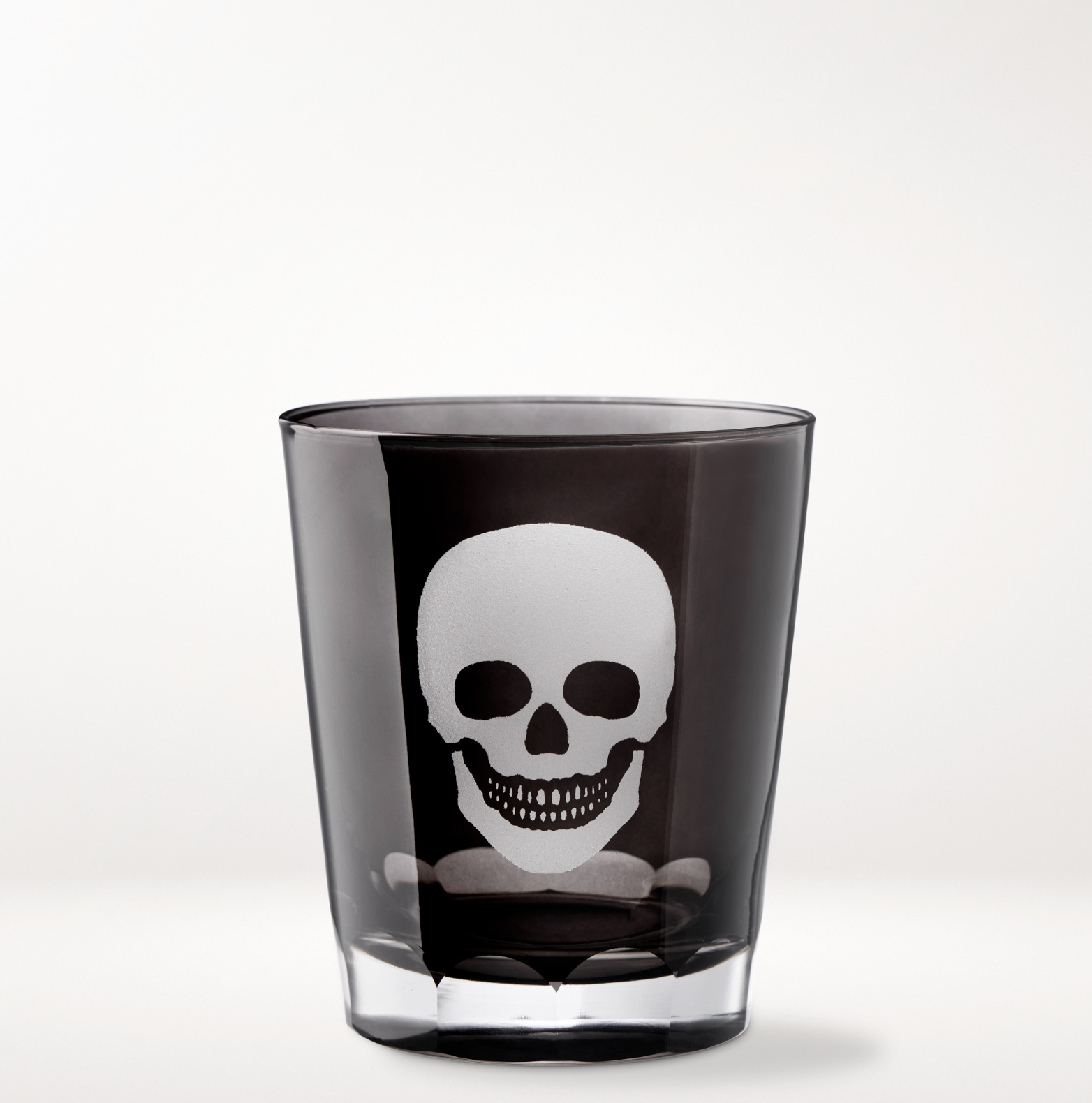 Williams Sonoma Etched Skull Double Old-Fashioned Glasses