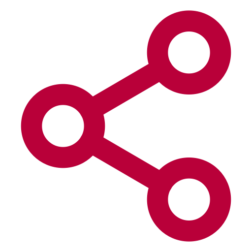 Icon of a sharing network with three interconnected circles.
