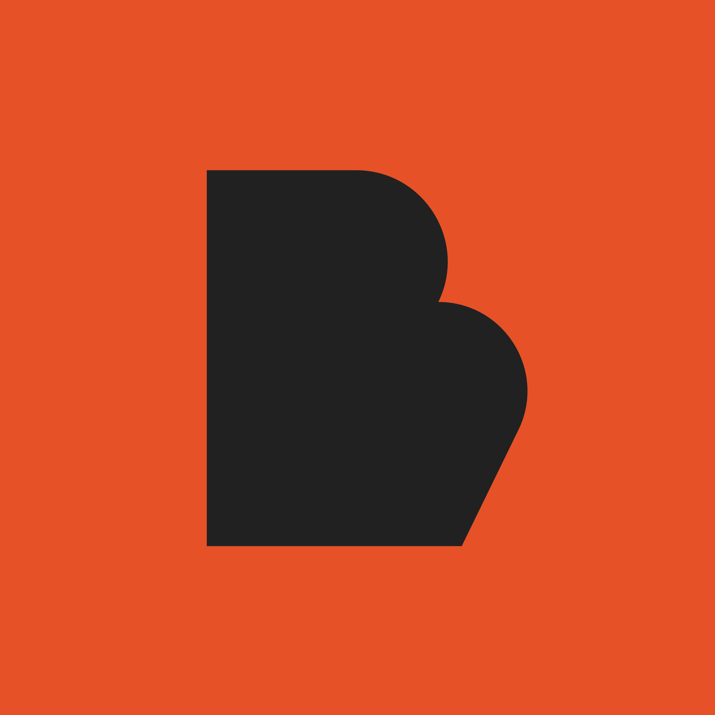 A black letter B on an orange background. Rock climbing and bouldering logo.