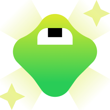 A 3D digital illustration of a green, faceless superhero with a cape, set against a vibrant yellow background.